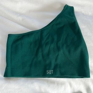 Set active sculpt flex ribbed one shoulder size M in mojito